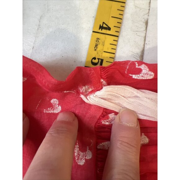 Vintage Custom Mery Hampson Girls Dress Red & White Sheer Ruffle Details - Picture 10 of 11